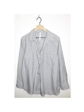 Aritzia Babaton Button Up Utility Shirt Oversized Stripe Size L Blue White